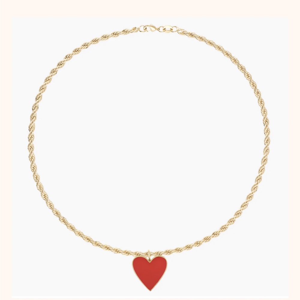 Alexa Leigh Rope chain necklace with red heart charm
